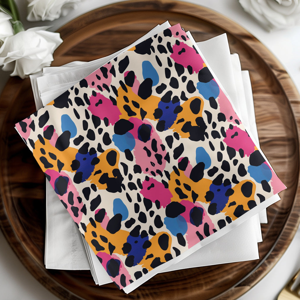 Colorful Abstract Leopard Print Party Napkins Product