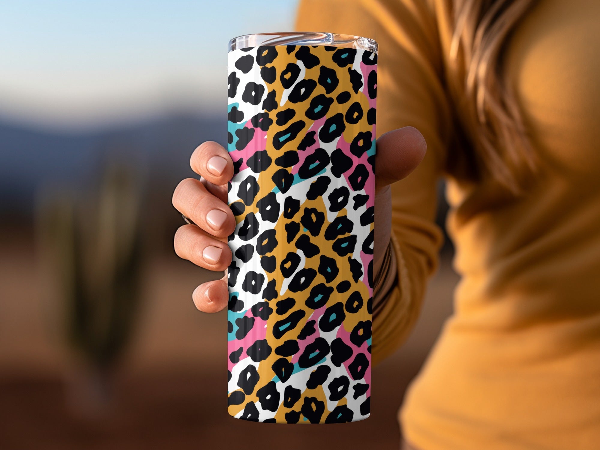 Colorful Leopard Print 20 oz Skinny Tumbler