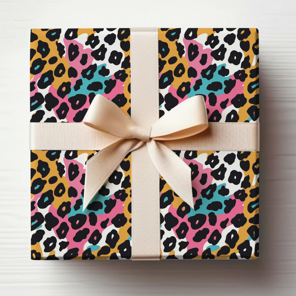 Vibrant Animal Print Gift Wrapping Paper with Bow