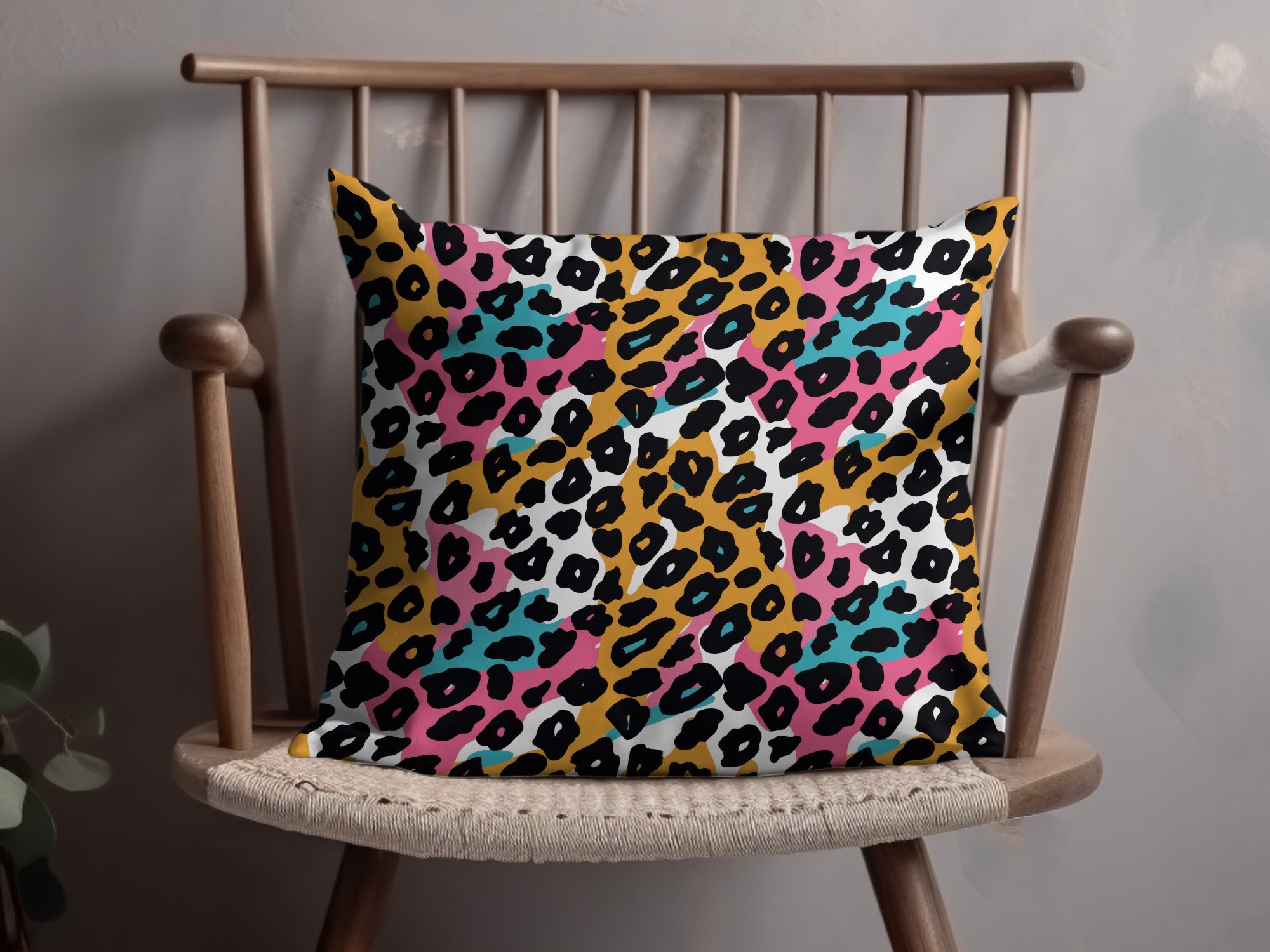 Colorful Leopard Print Decorative Pillow for Modern Home