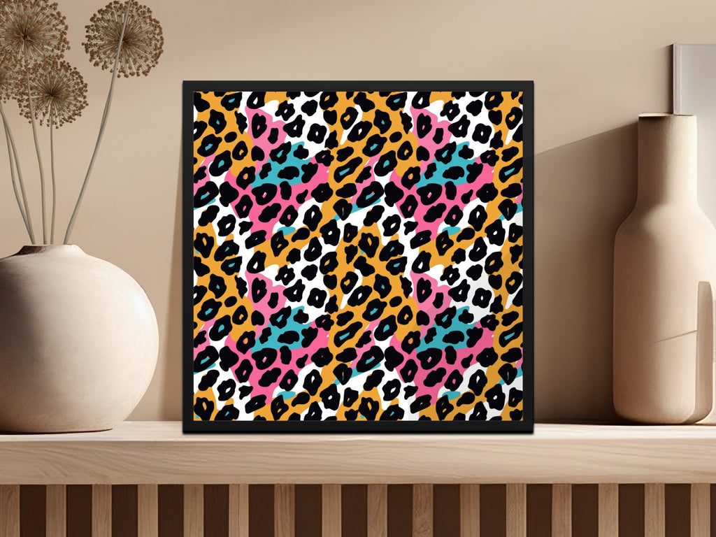 Vibrant Colorful Leopard Print Pattern Wall Art Decor