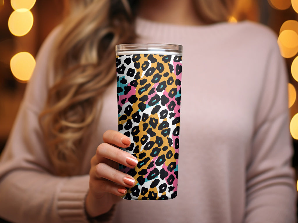 Colorful Leopard Print Insulated Travel Tumbler Cup