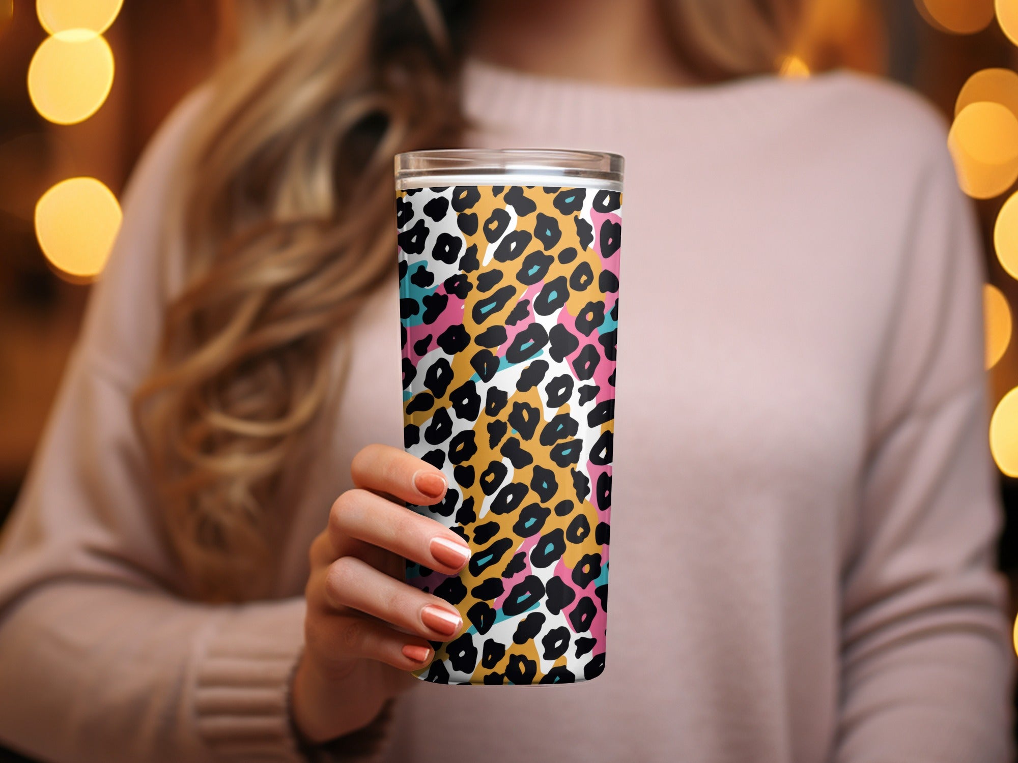 Colorful Leopard Print Insulated Travel Tumbler Cup
