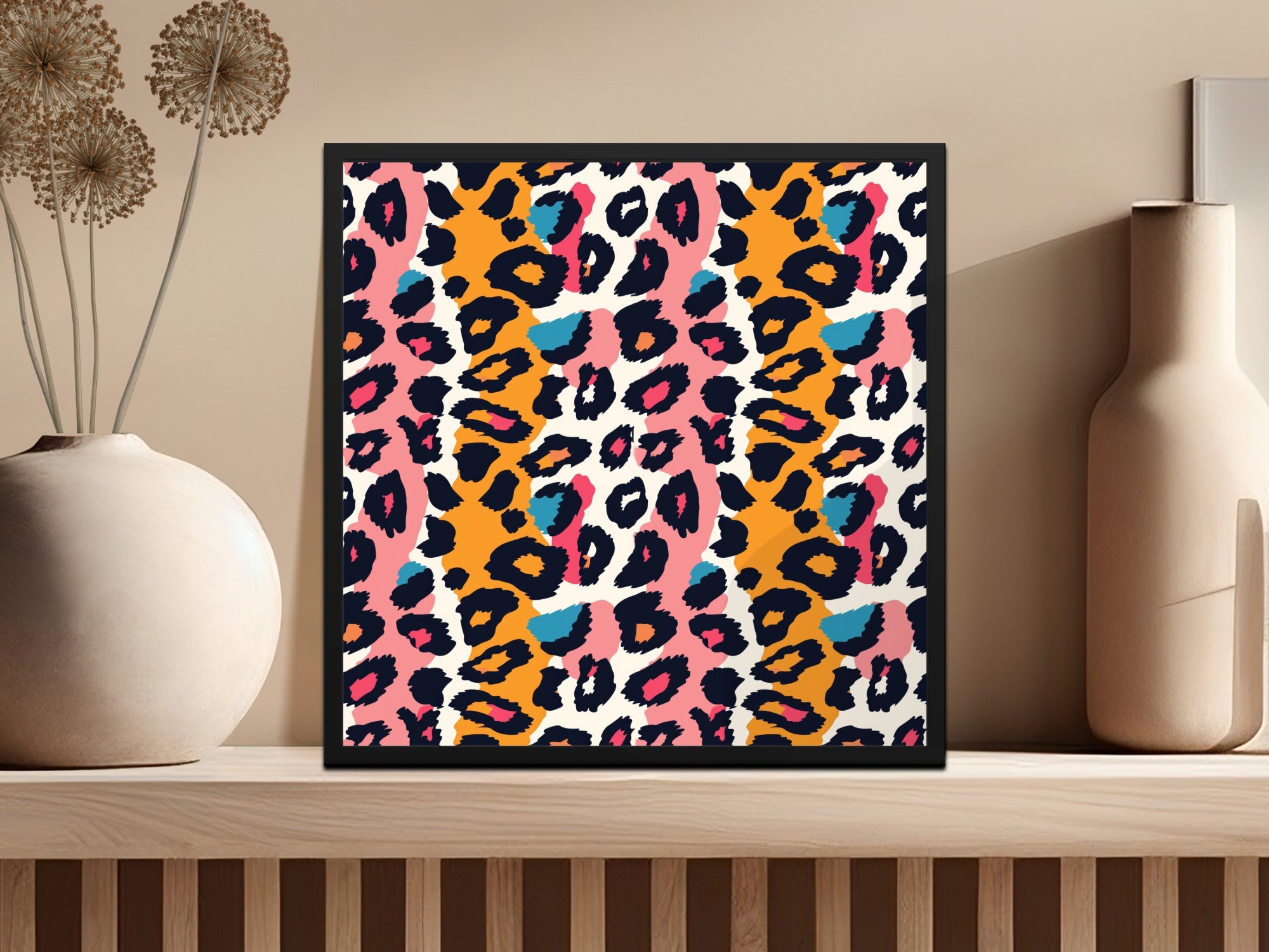 Vibrant Colorful Leopard Print Wall Art Decor