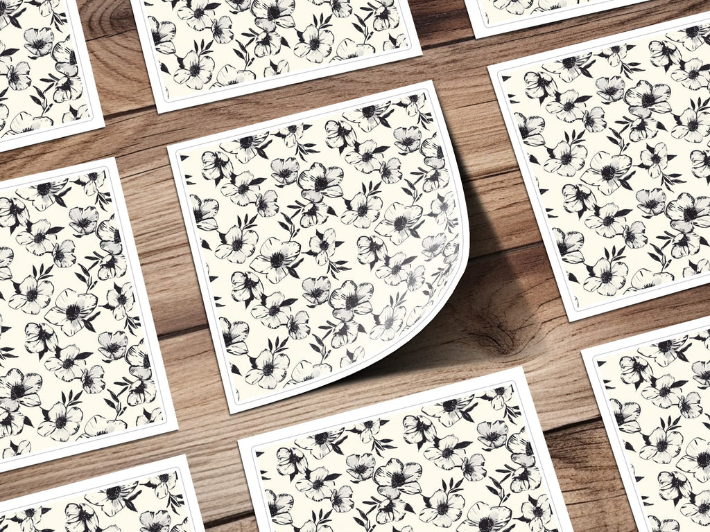 Modern Black White Floral Pattern Blooming Beauty Seamless Digital - Moore and Mountain