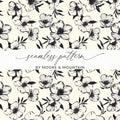 Modern Black White Floral Pattern Blooming Beauty Seamless Digital - Moore and Mountain
