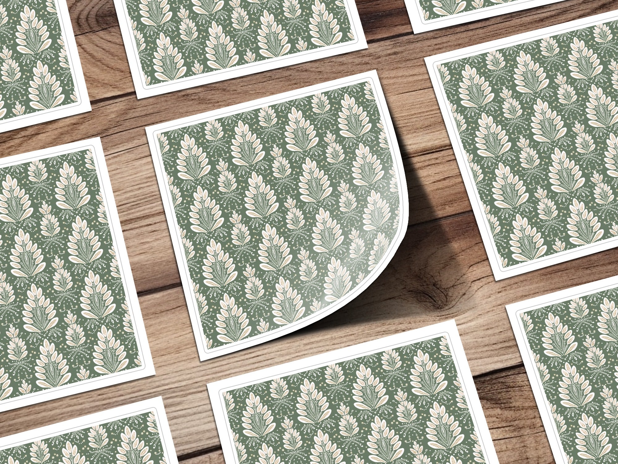 Botanical Leaf Design Sticker Sheet Green