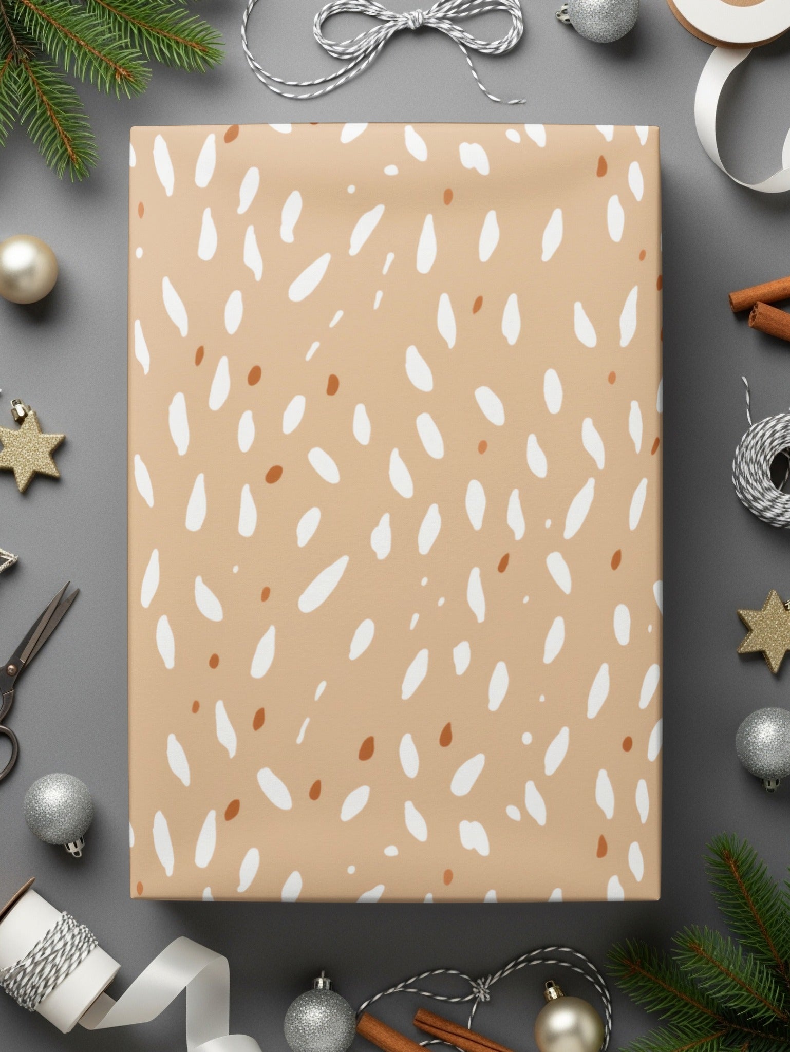 Beige and White Dotted Wrapping Paper for Gift Wrap