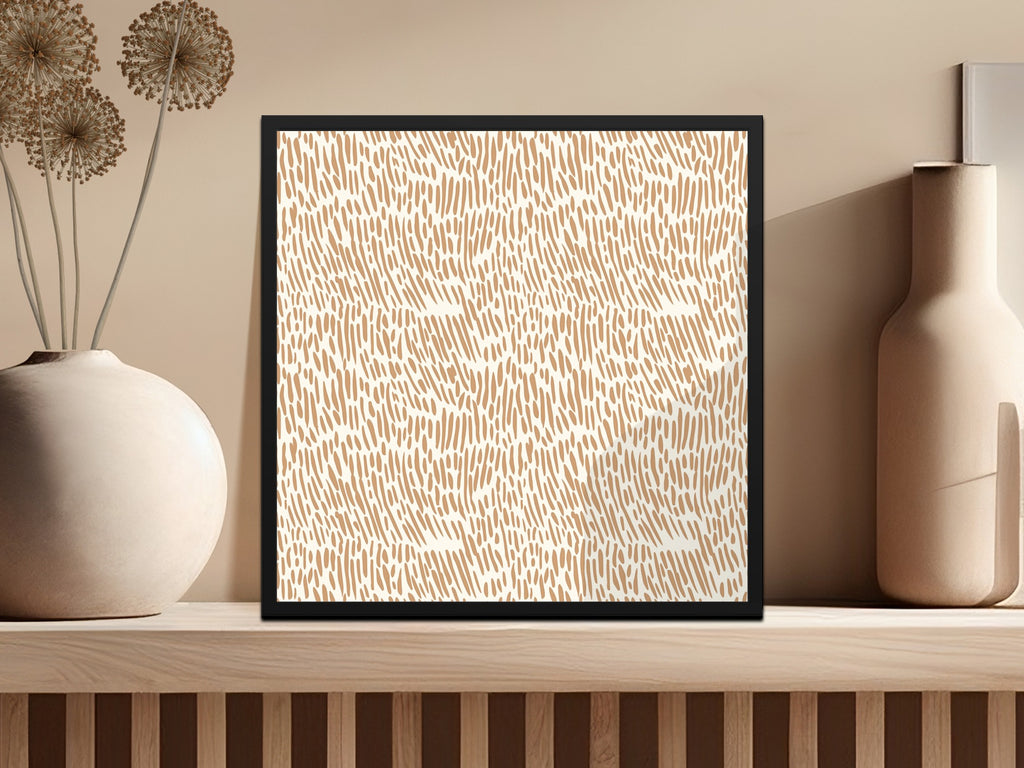 Abstract Beige Line Art Pattern Framed Artwork Product