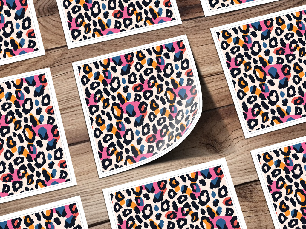 Colorful Leopard Print Sticker Sheet for Crafts