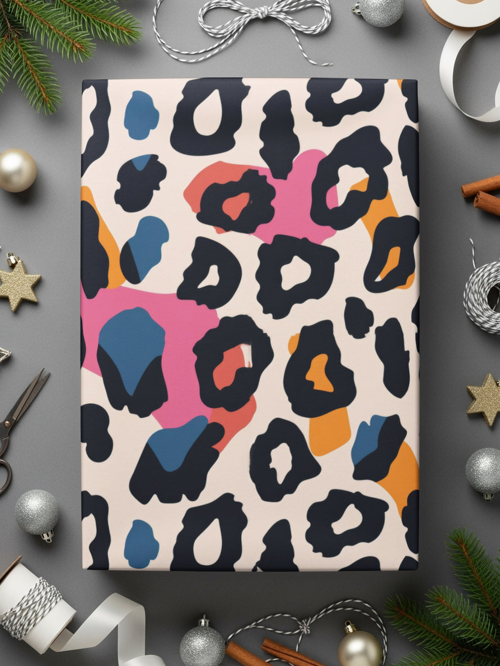 Colorful Leopard Print Gift Wrap Paper for Holidays