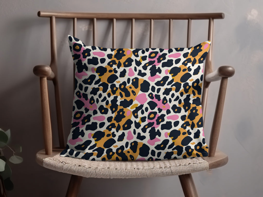 Vibrant Multi-Color Leopard Print Decorative Pillow Product