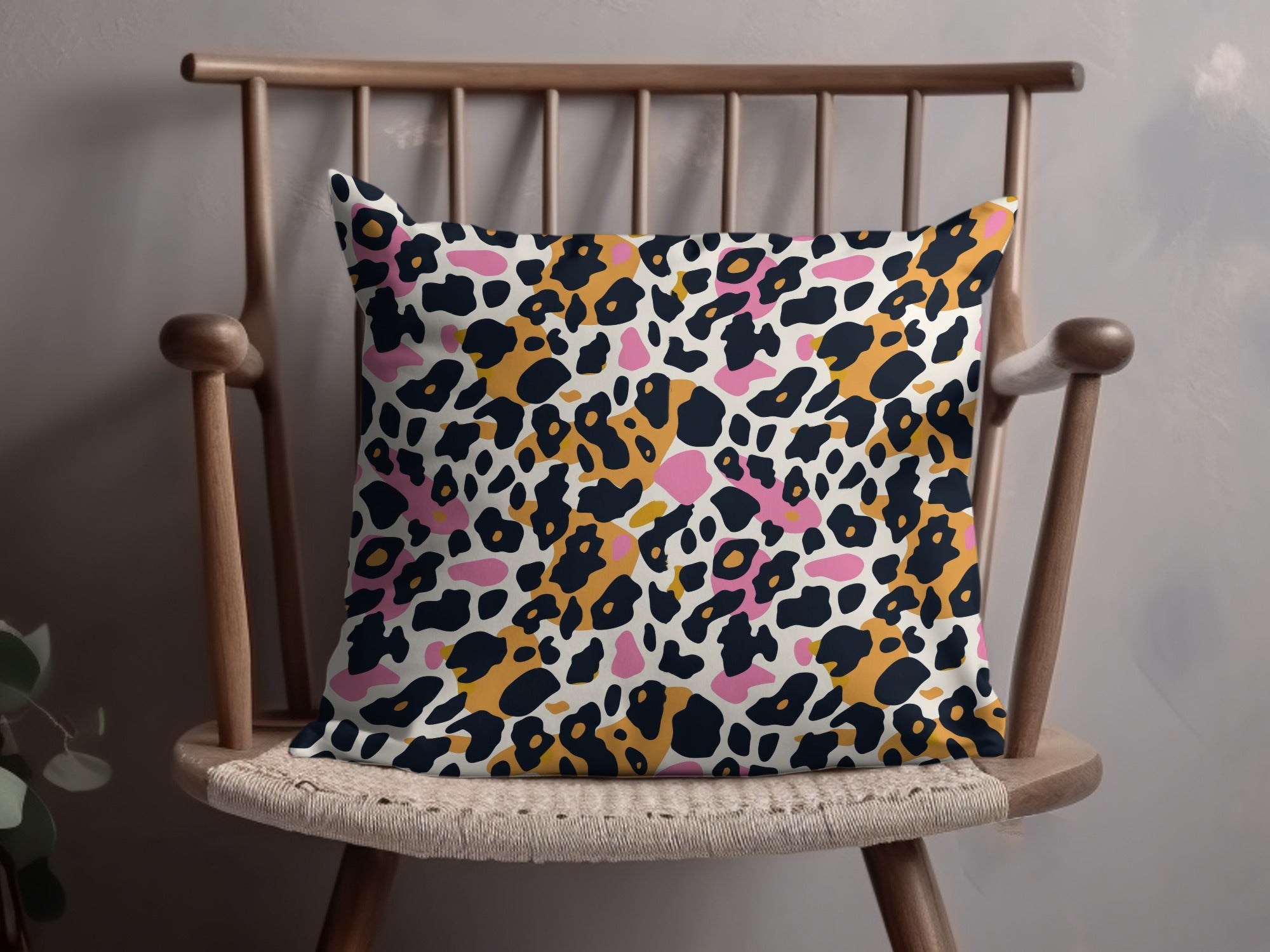 Vibrant Multi-Color Leopard Print Decorative Pillow Product