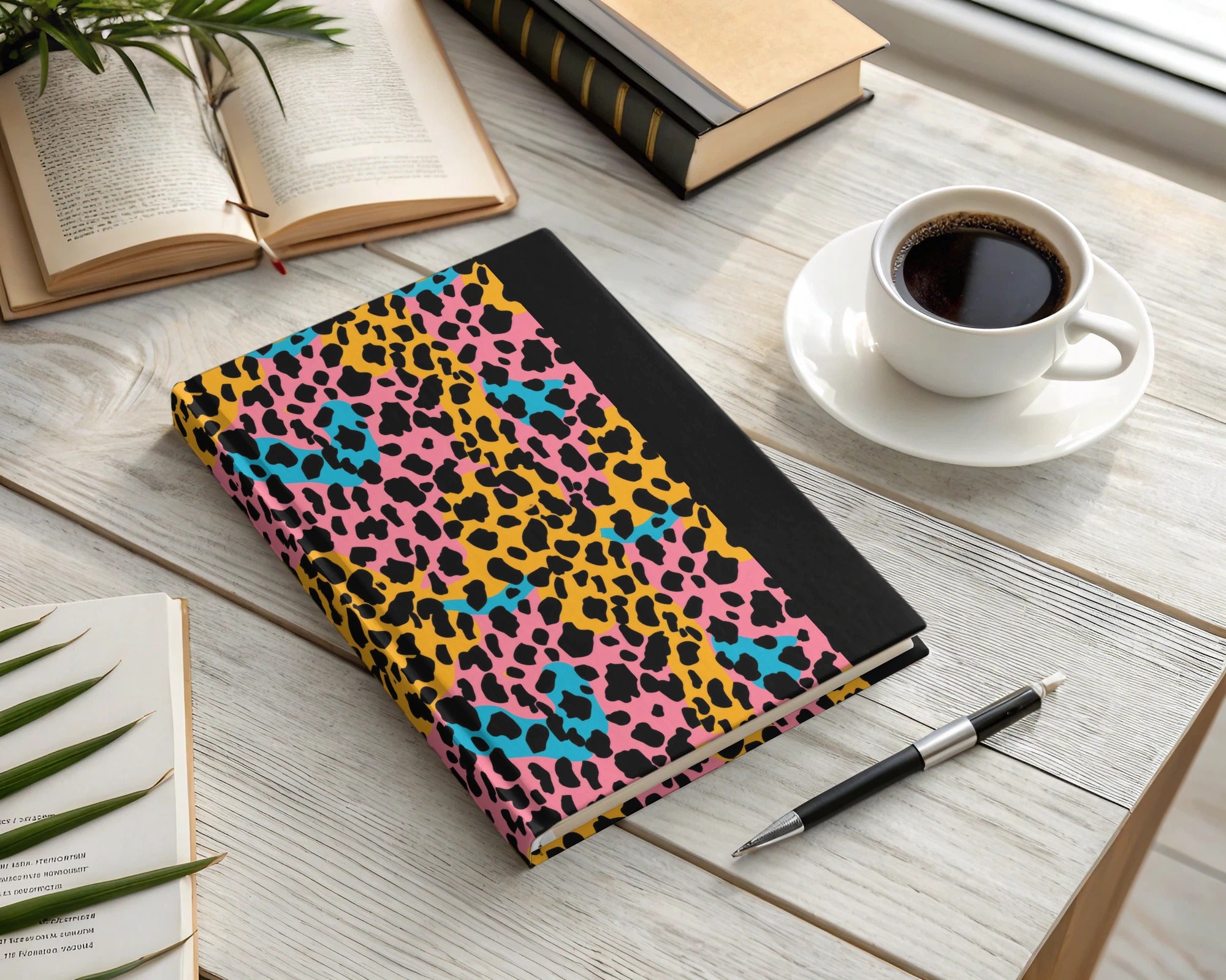 Vibrant Leopard Print Design Hardcover Notebook