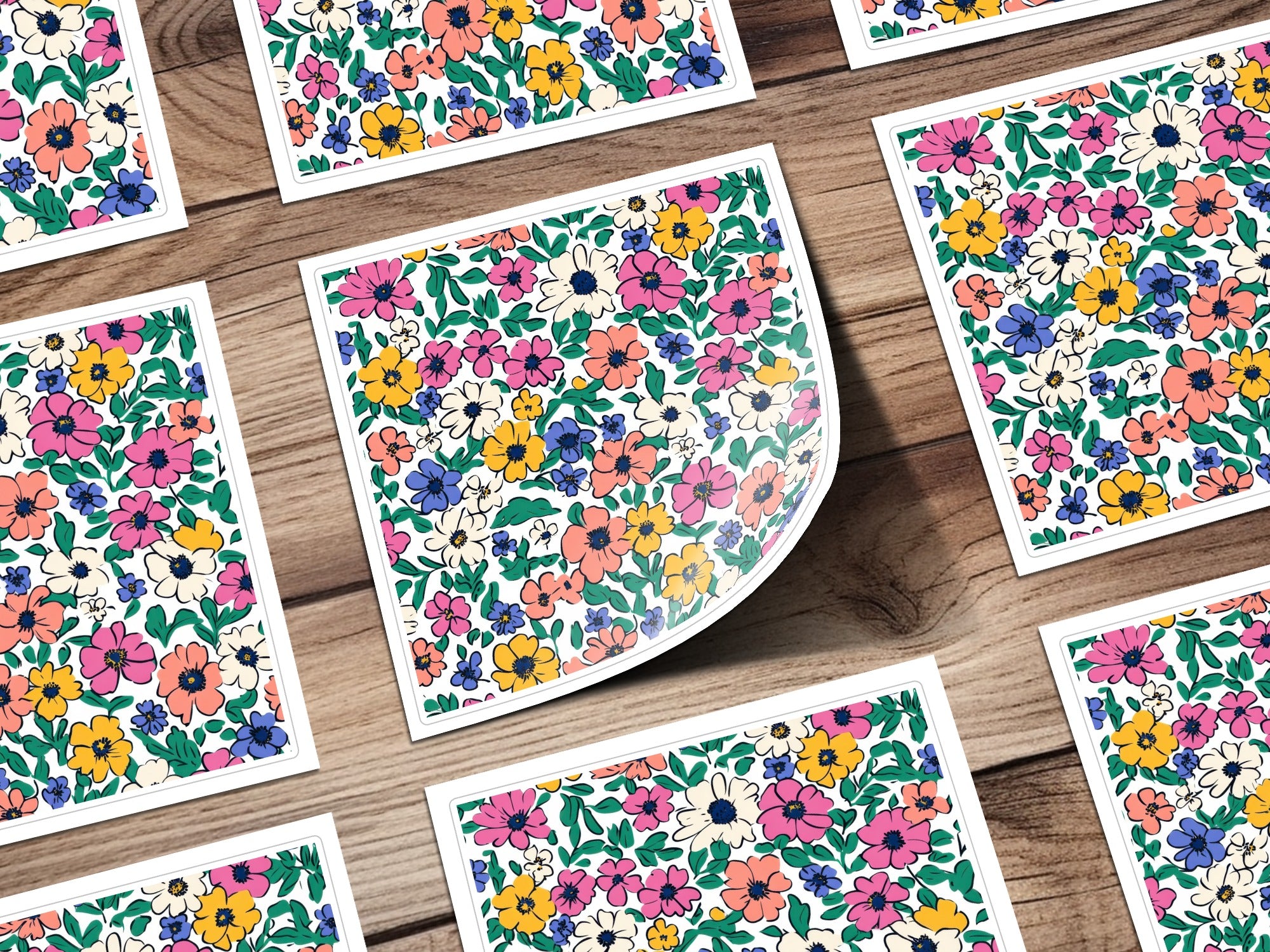 Colorful Floral Patterned Decorative Sticker Sheet