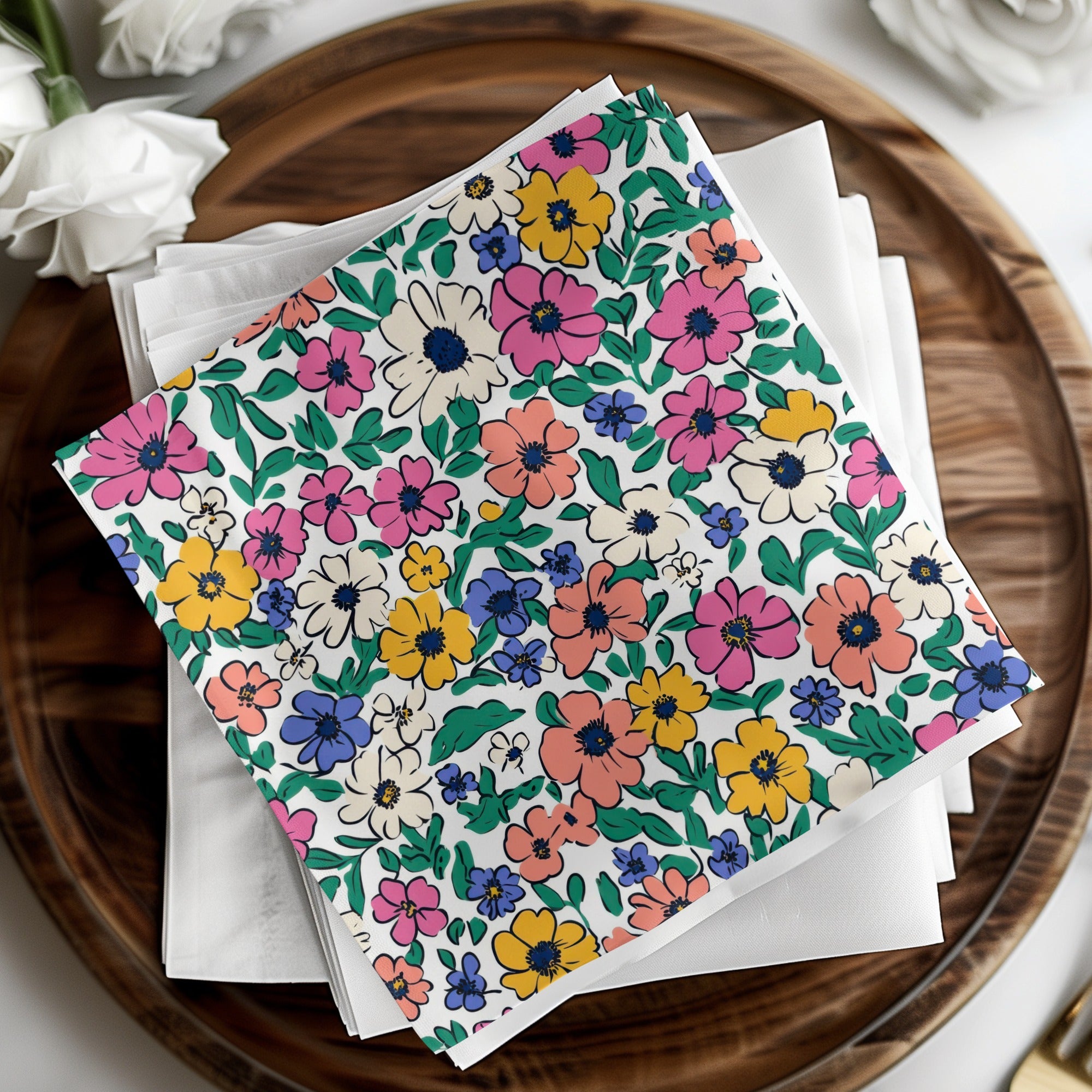 Colorful Floral Pattern Napkin Set for Special Occasions