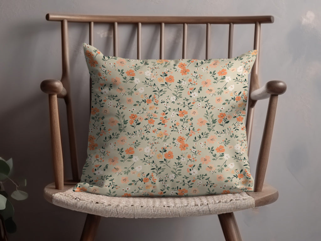Modern Ditsy Flower Pattern Beige Botanical Illustration Digital - Moore and Mountain
