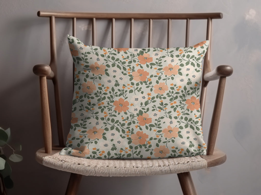 Modern Ditsy Flower Pattern Orange White Green Digital - Moore and Mountain