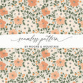 Modern Ditsy Flower Pattern Orange White Green Digital - Moore and Mountain
