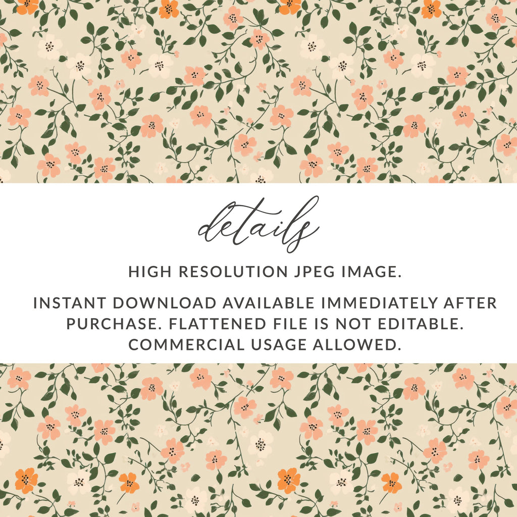 Modern Ditsy Flower Pattern With Leaves For Backgrounds Digital - Moore and Mountain