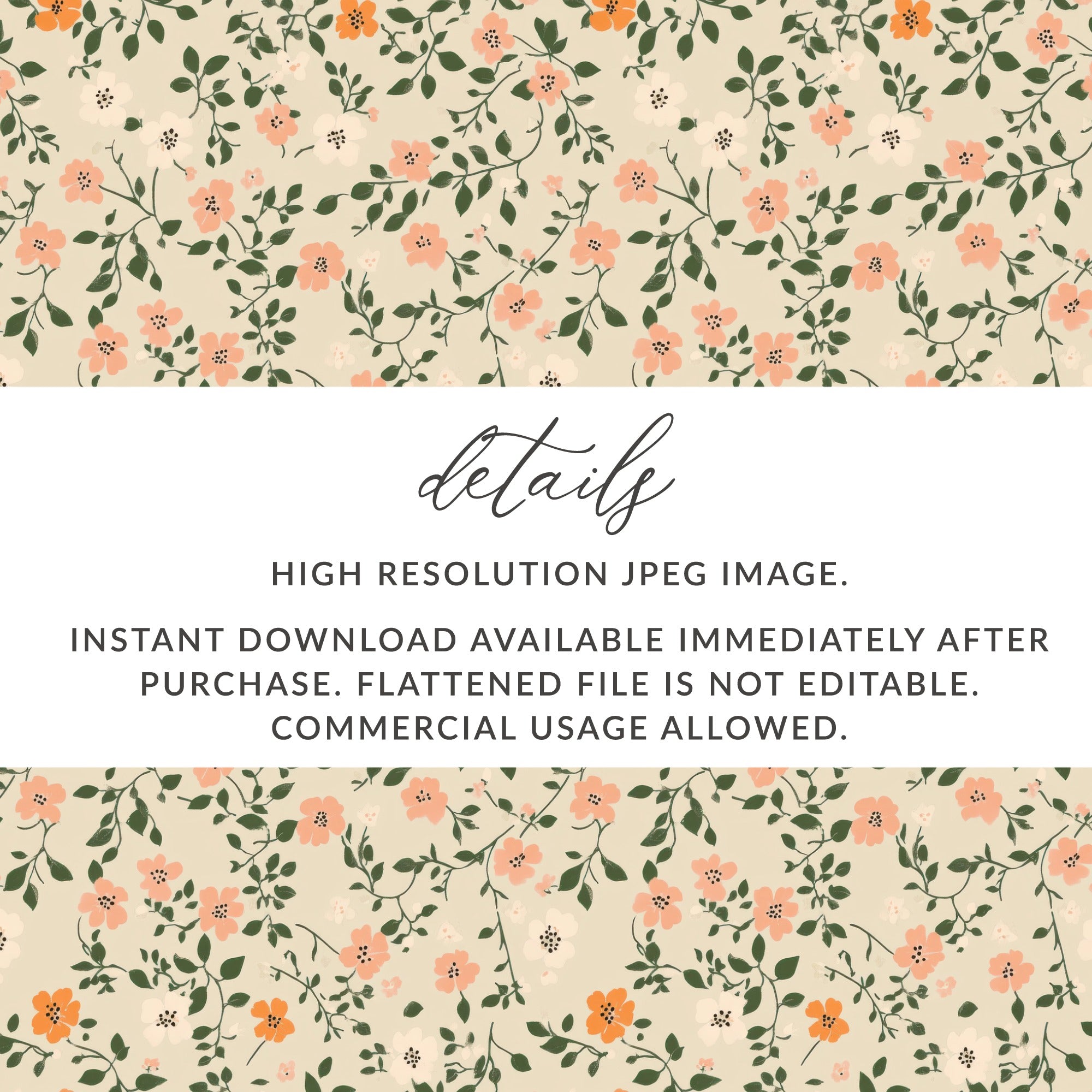 Modern Ditsy Flower Pattern With Leaves For Backgrounds Digital - Moore and Mountain