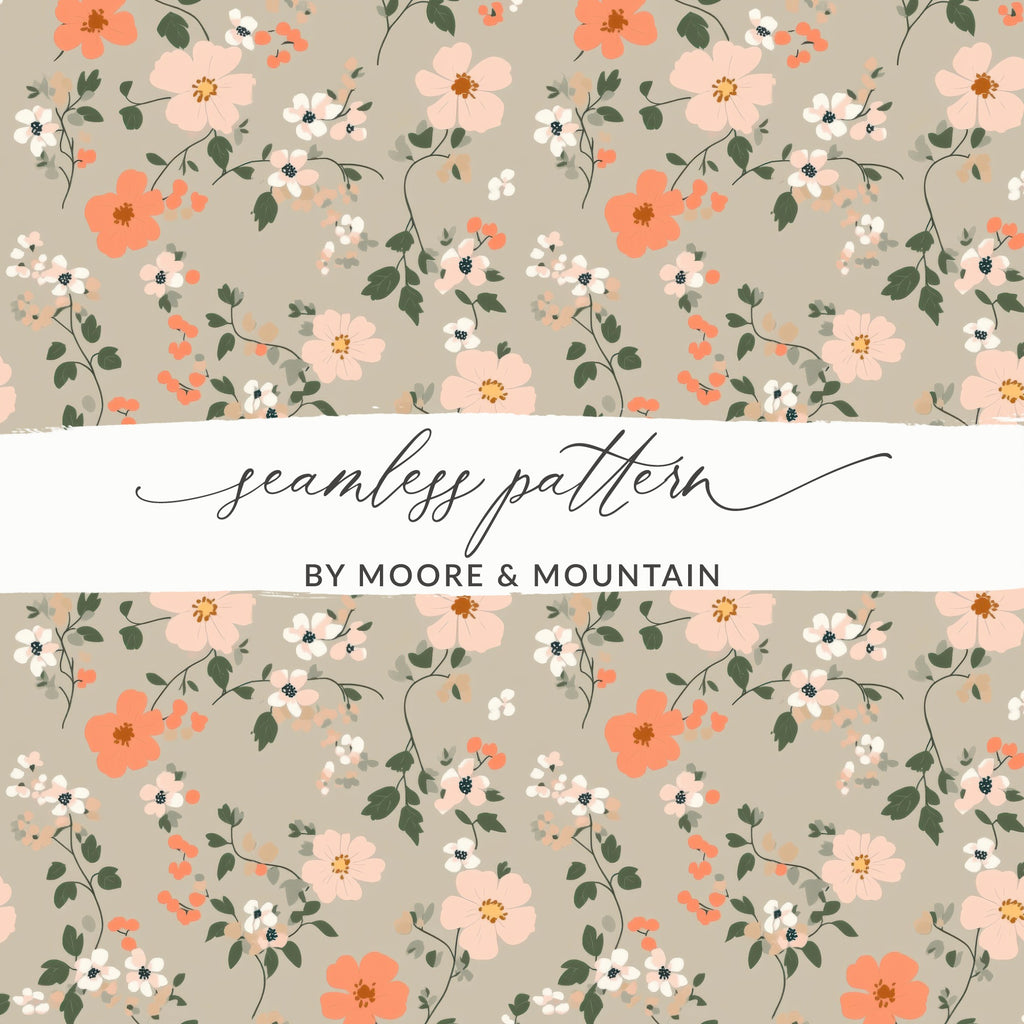 Modern Ditsy Flower Pattern with Elegant Floral Details Digital - Moore and Mountain