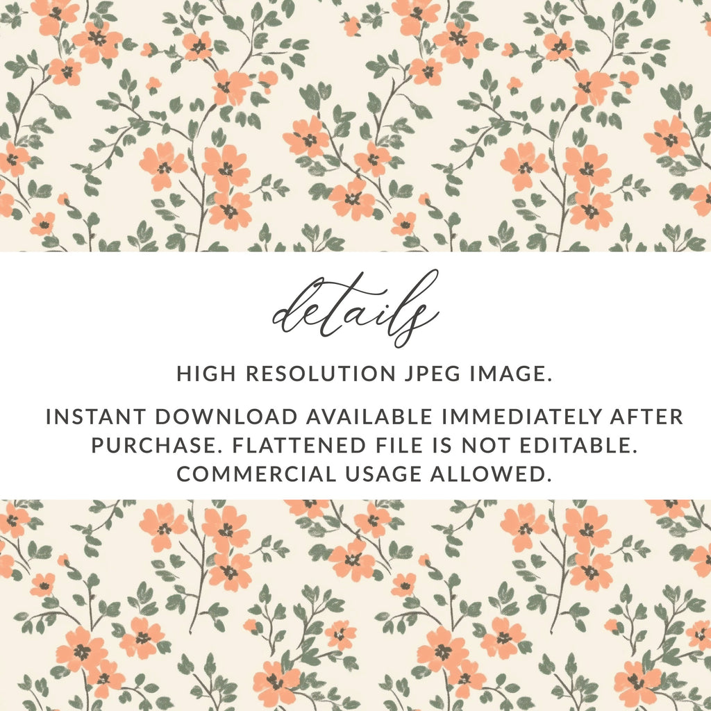 Modern Ditsy Flower Pattern with Elegant Peach Blooms Digital - Moore and Mountain