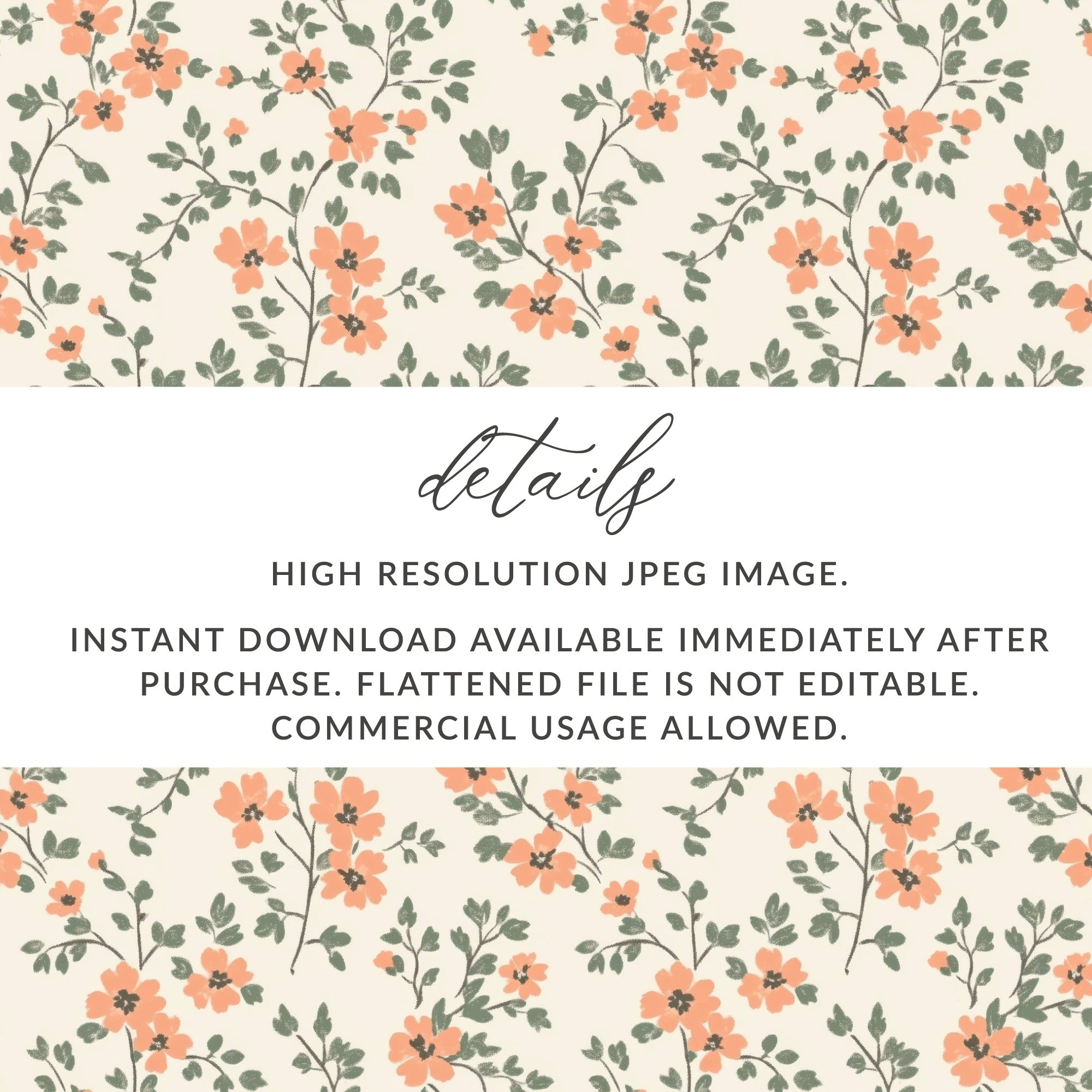 Modern Ditsy Flower Pattern with Elegant Peach Blooms Digital - Moore and Mountain