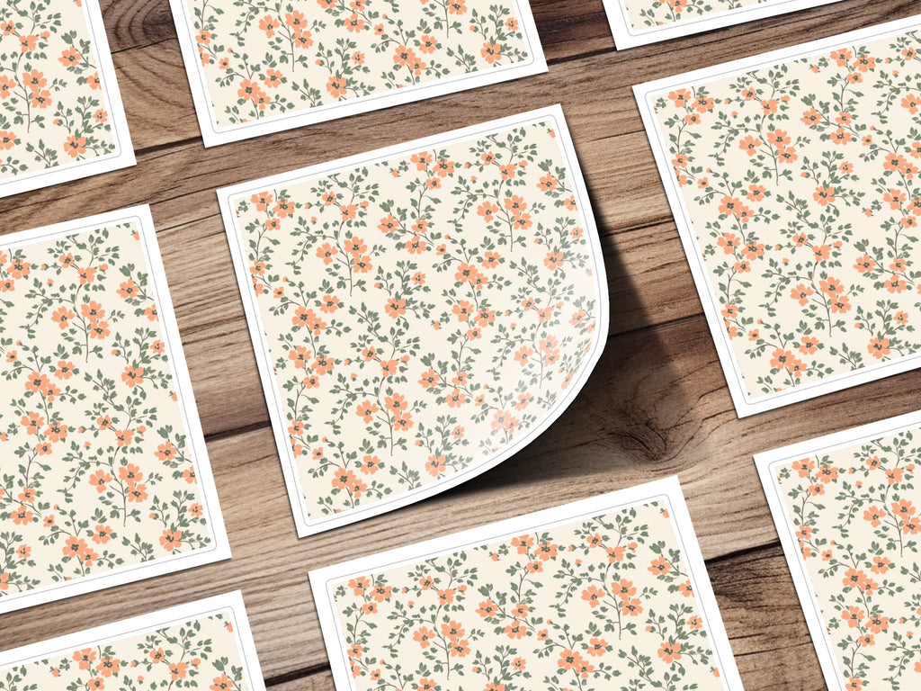 Modern Ditsy Flower Pattern with Elegant Peach Blooms Digital - Moore and Mountain