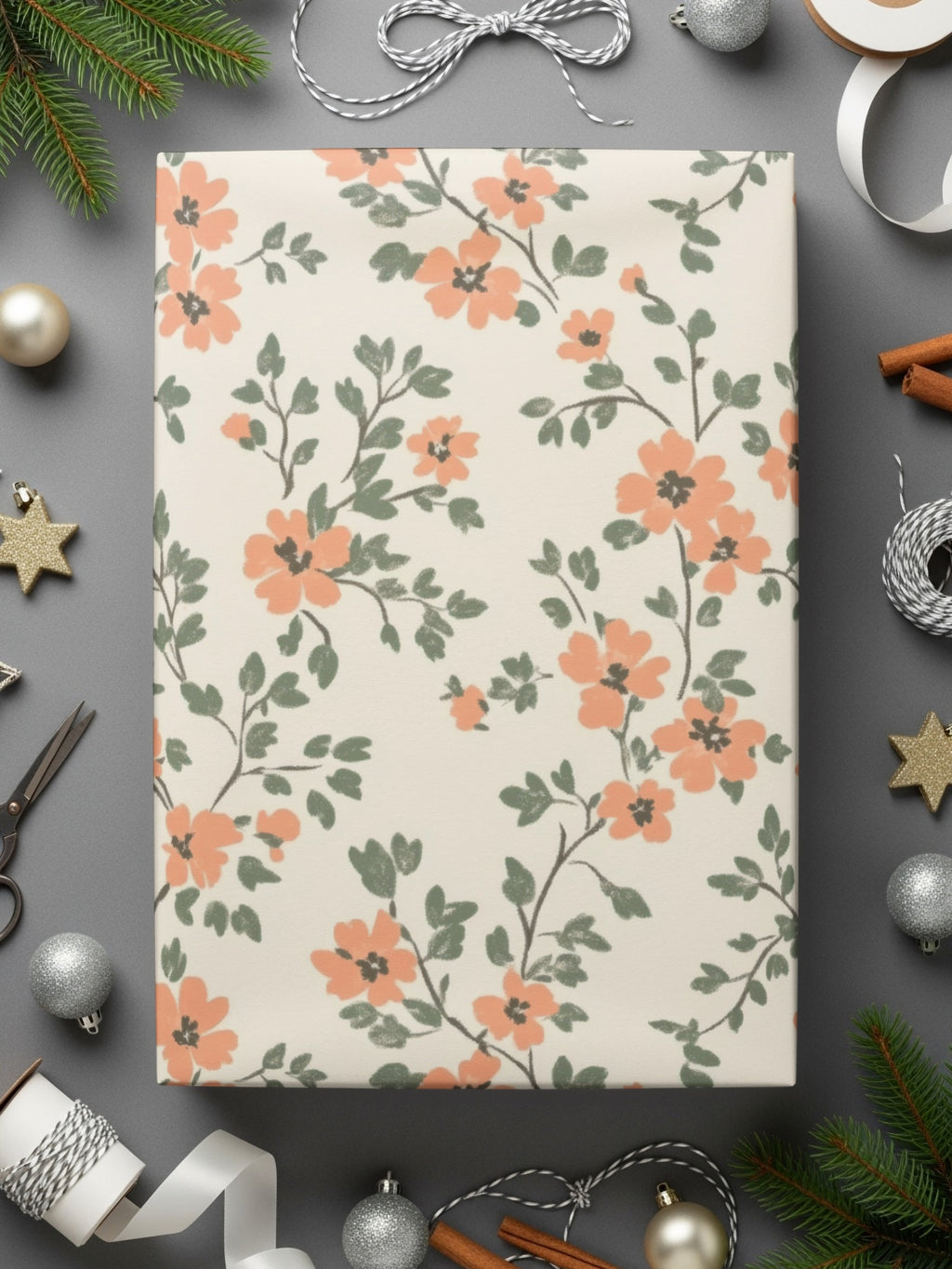 Modern Ditsy Flower Pattern with Elegant Peach Blooms Digital - Moore and Mountain