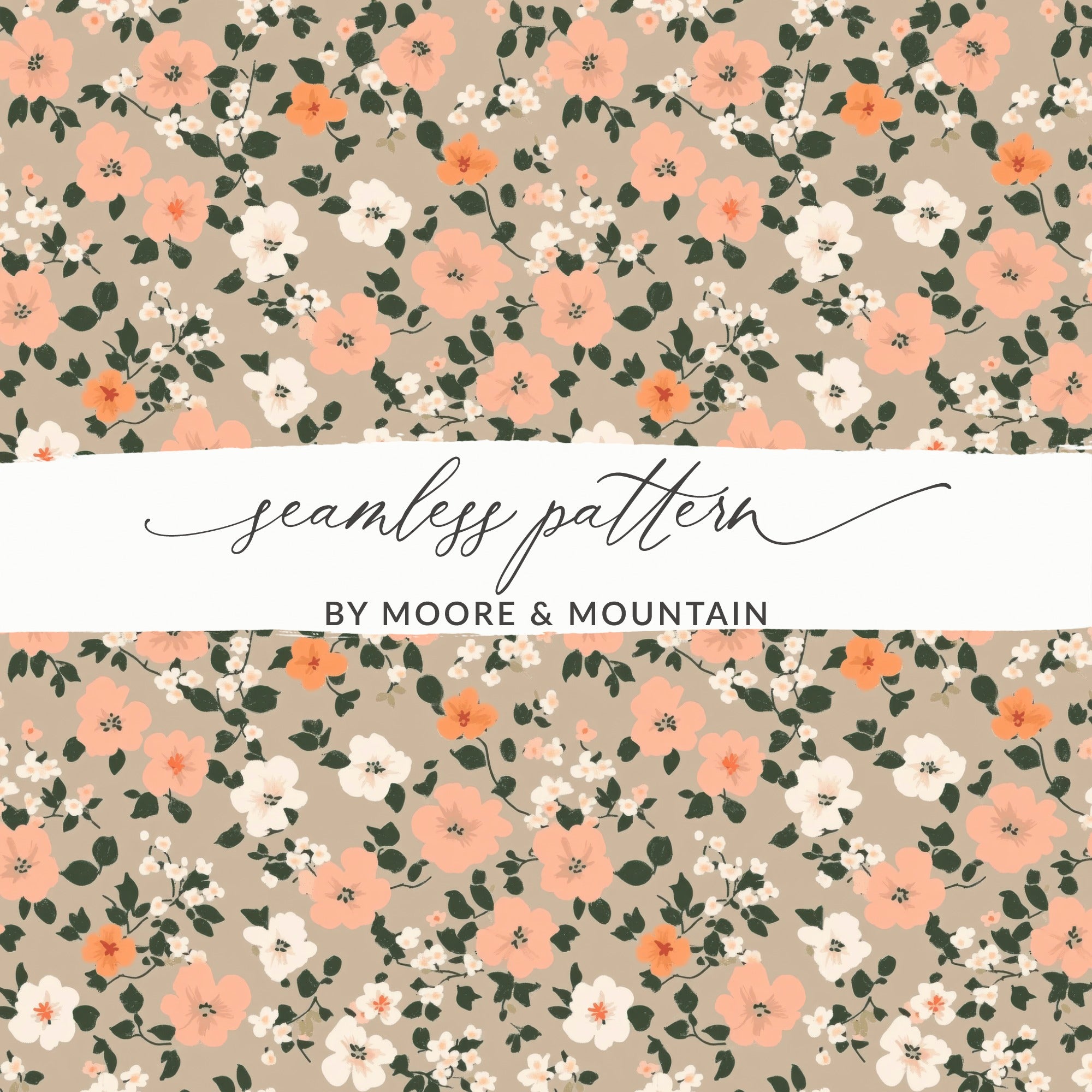 Modern Ditsy Flower Pattern with Floral Design Digital - Moore and Mountain