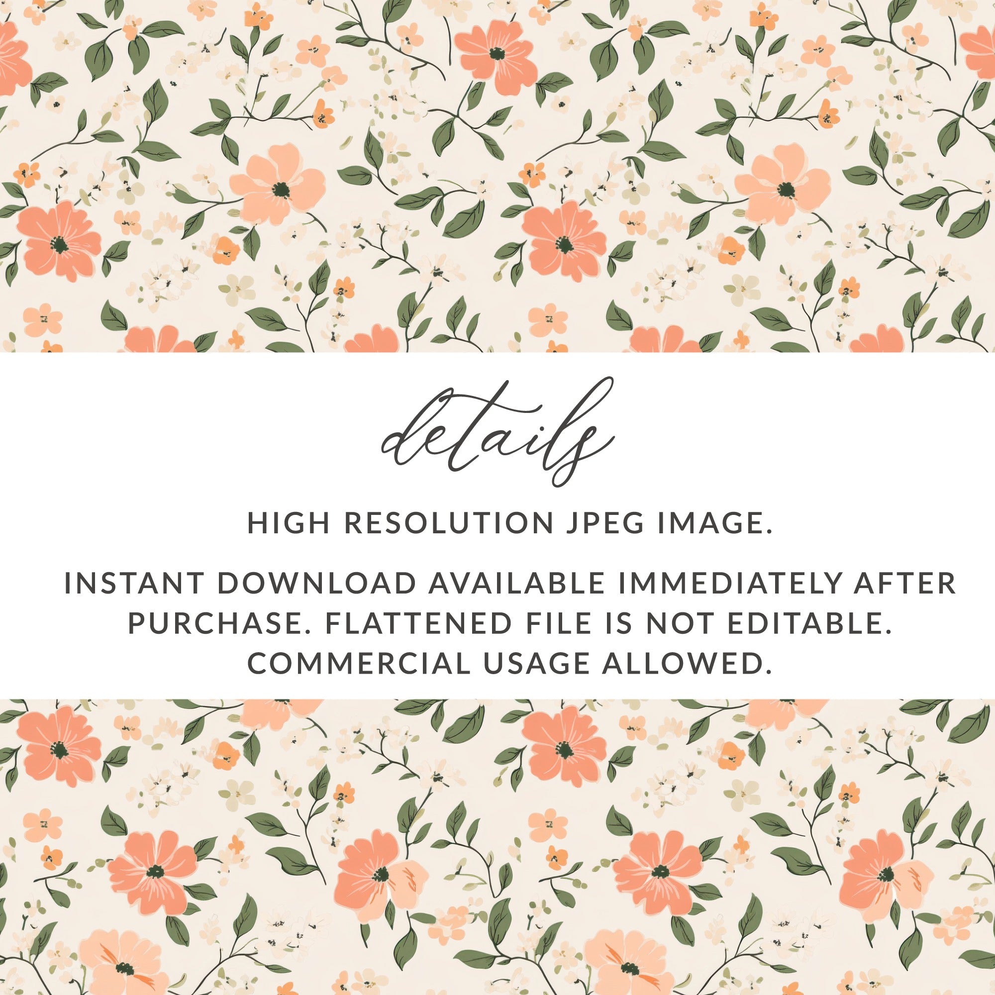 Modern Ditsy Flower Pattern with Peach Blooms Digital - Moore and Mountain