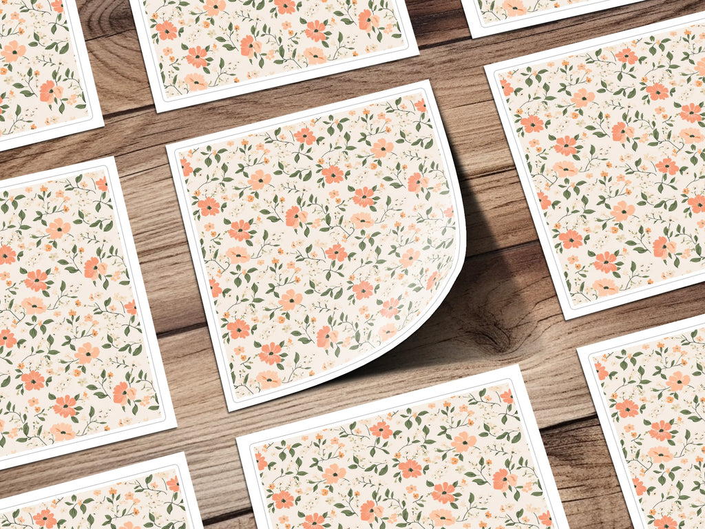 Modern Ditsy Flower Pattern with Peach Blooms Digital - Moore and Mountain