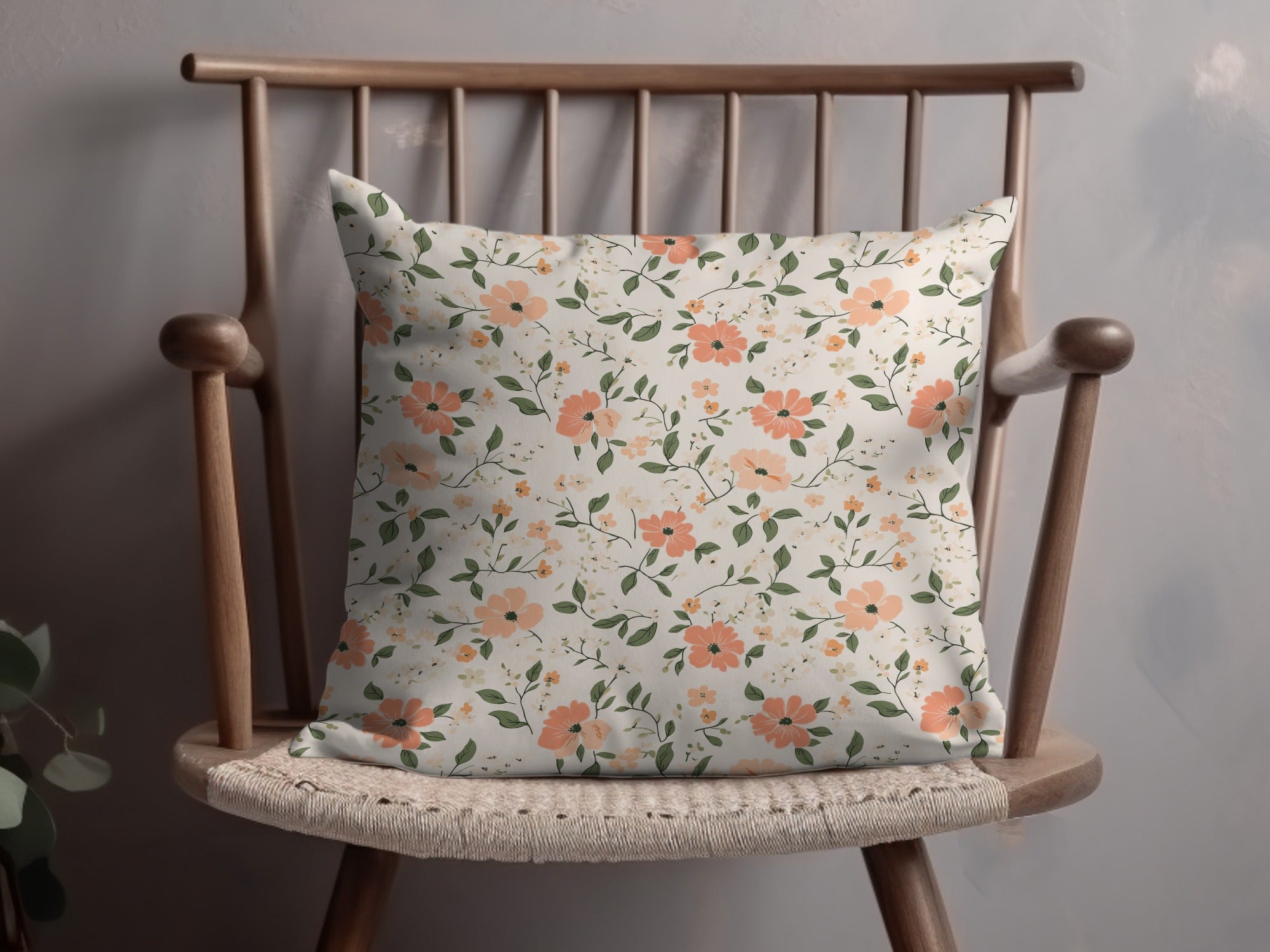 Modern Ditsy Flower Pattern with Peach Blooms Digital - Moore and Mountain