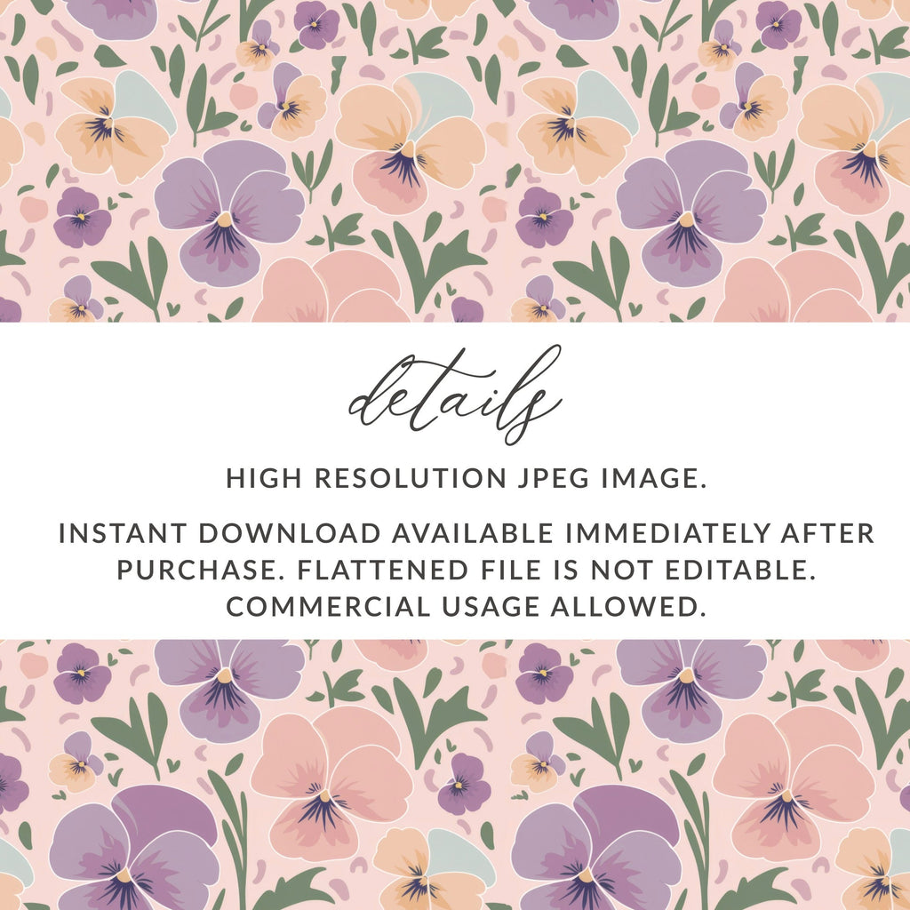 Pansy Flower T-Shirt Design, Floral Digital Pattern, Seamless Flower Print, Fabric Design, Pansy T Shirt, Digital Download, T-Shirt - Moore and Mountain