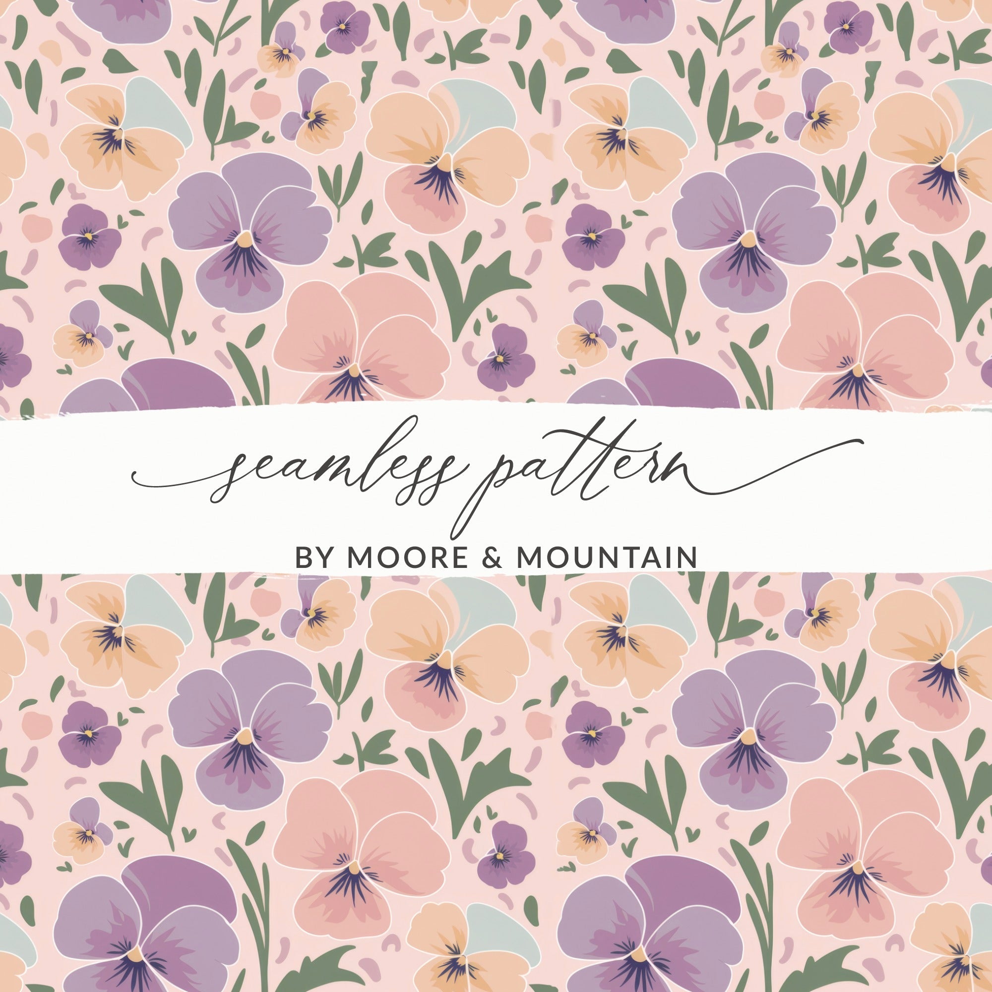 Pansy Flower T-Shirt Design, Floral Digital Pattern, Seamless Flower Print, Fabric Design, Pansy T Shirt, Digital Download, T-Shirt - Moore and Mountain