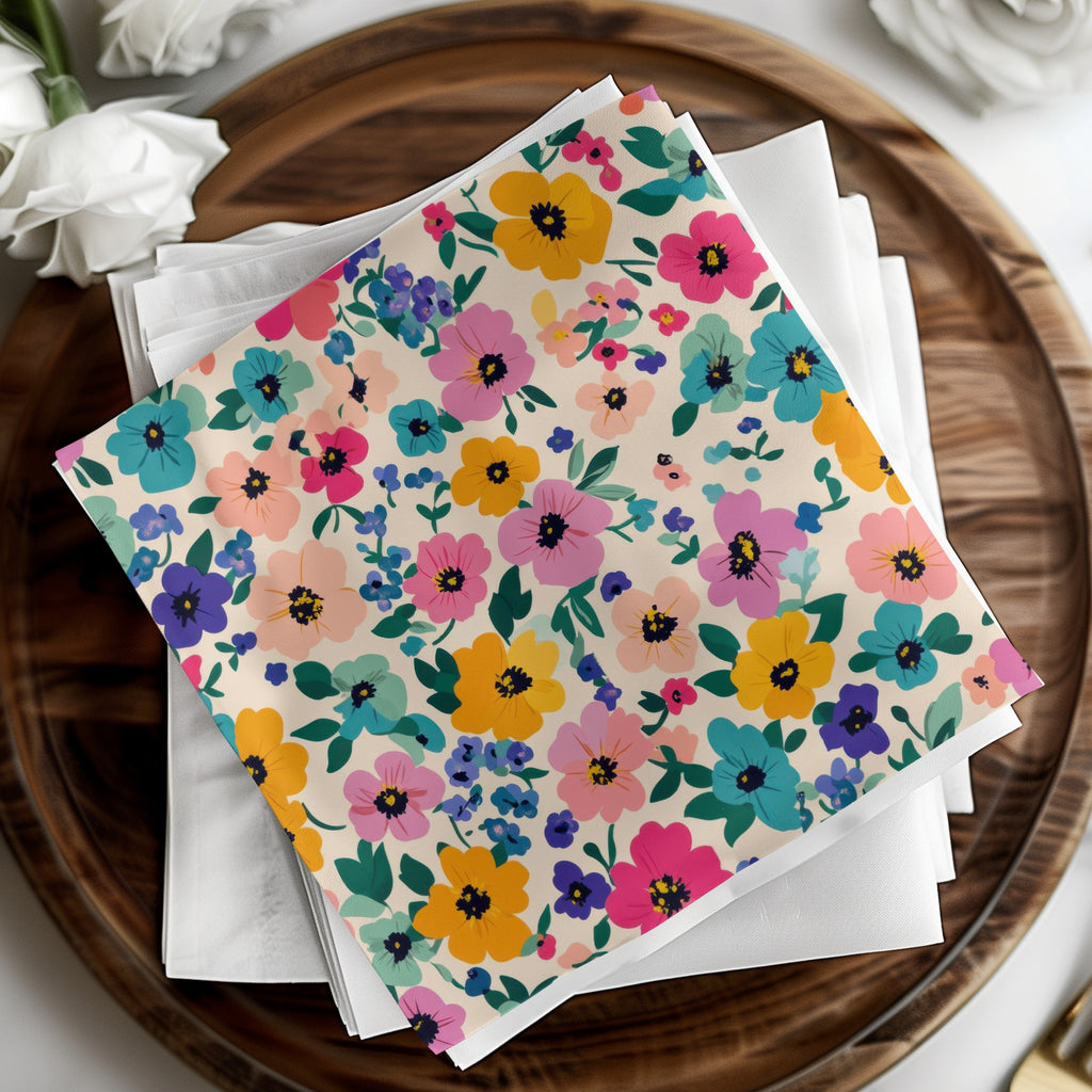 Colorful Floral Pattern with Assorted Flowers Napkin