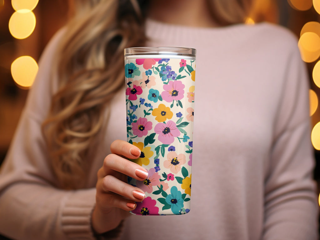 Colorful Floral Design Travel Tumbler for Everyday Use