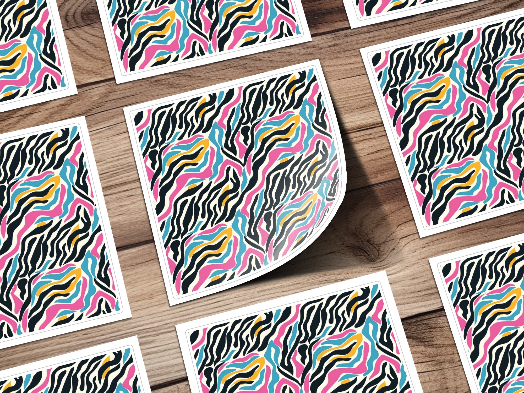 Vibrant Multicolor Abstract Animal Print Sticker Sheet