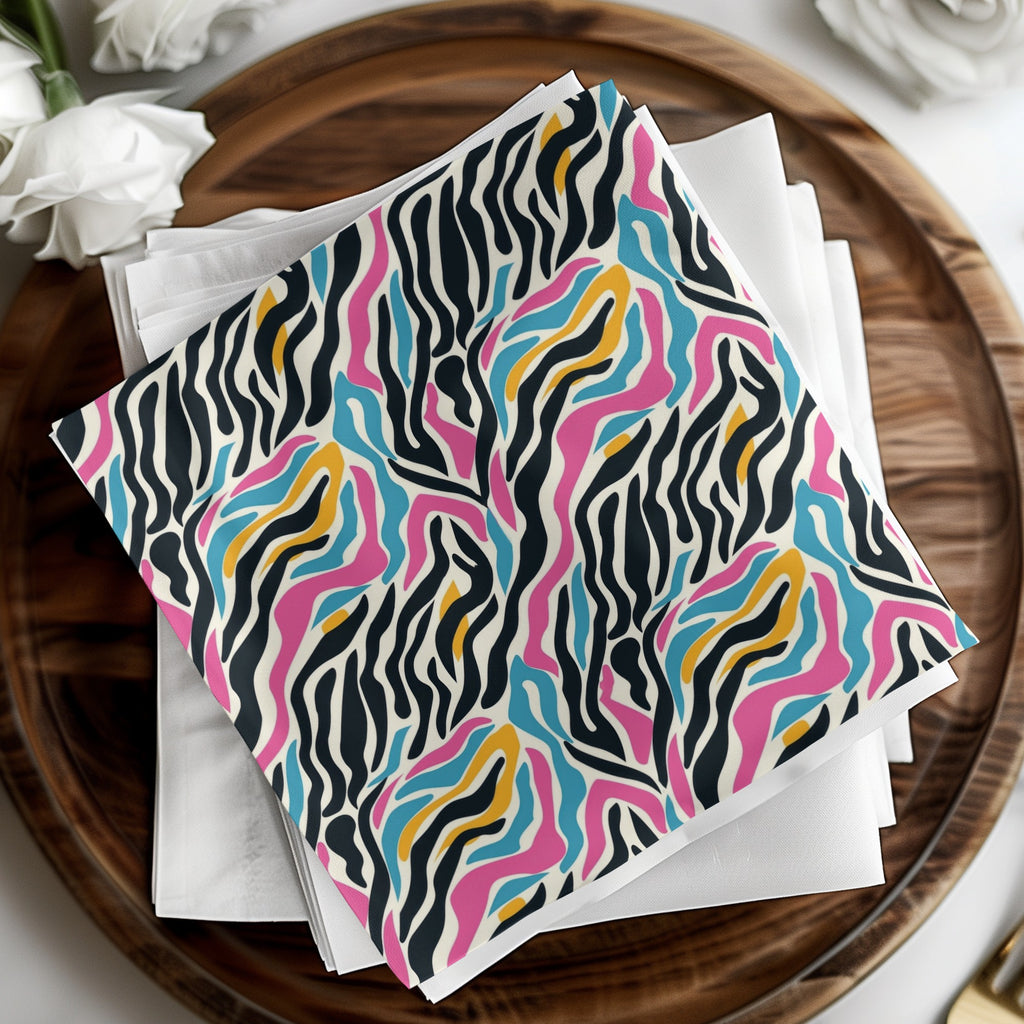 Vibrant Multicolor Animal Print Design Napkin Set