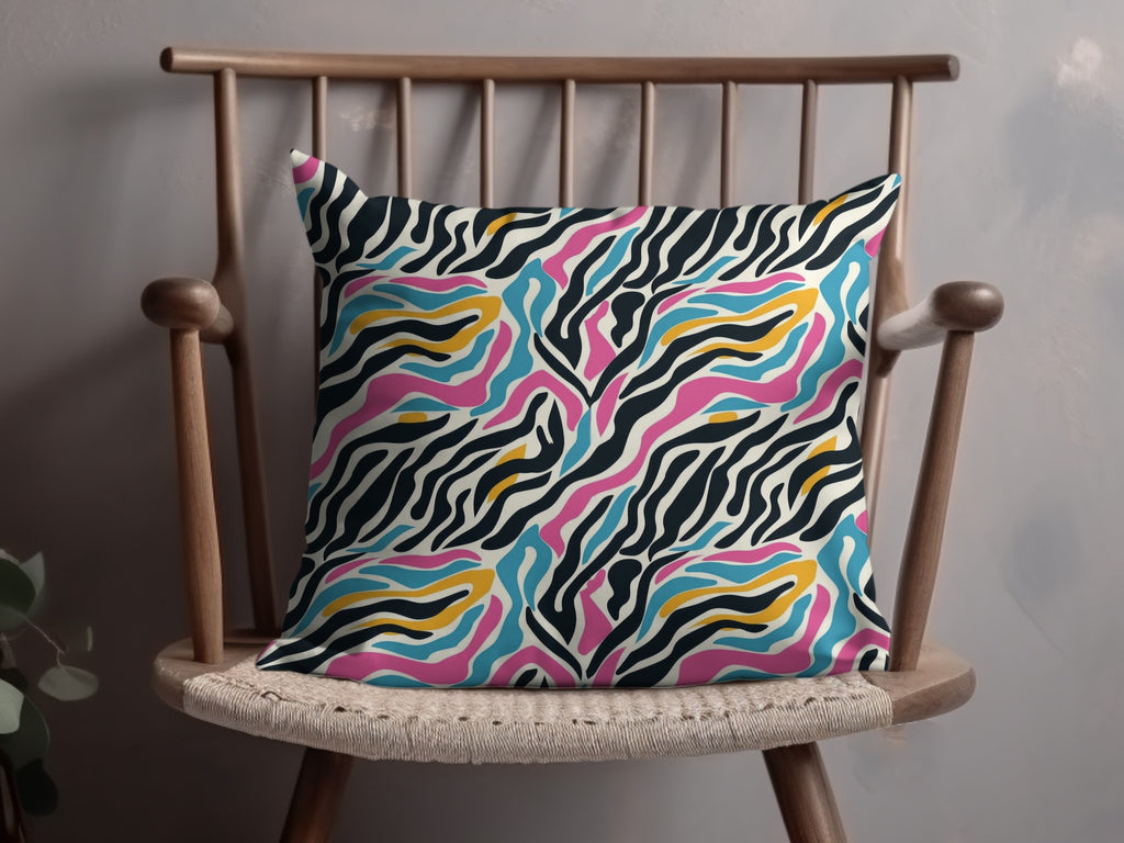Colorful Zebra Striped Throw Pillow for Home Decor