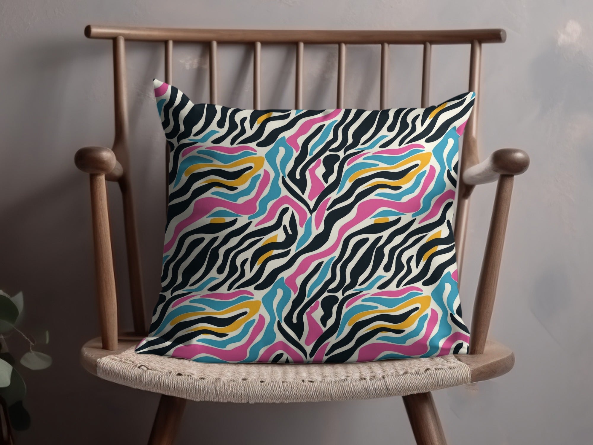 Colorful Zebra Striped Throw Pillow for Home Decor