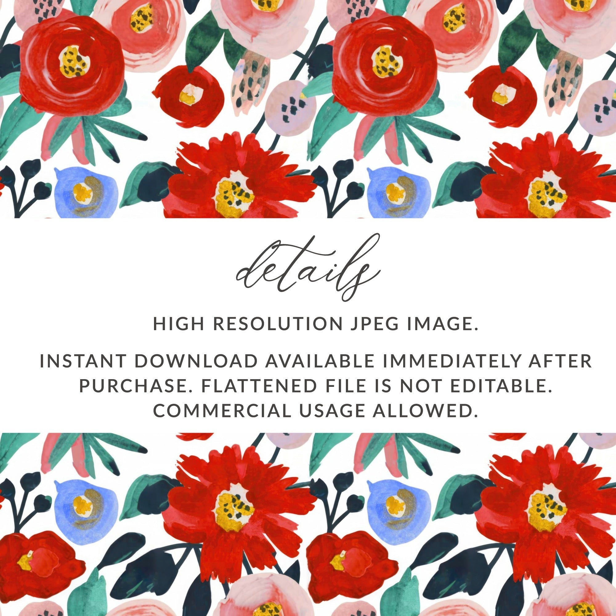 Modern Red Floral Seamless Pattern - Moore and Mountain