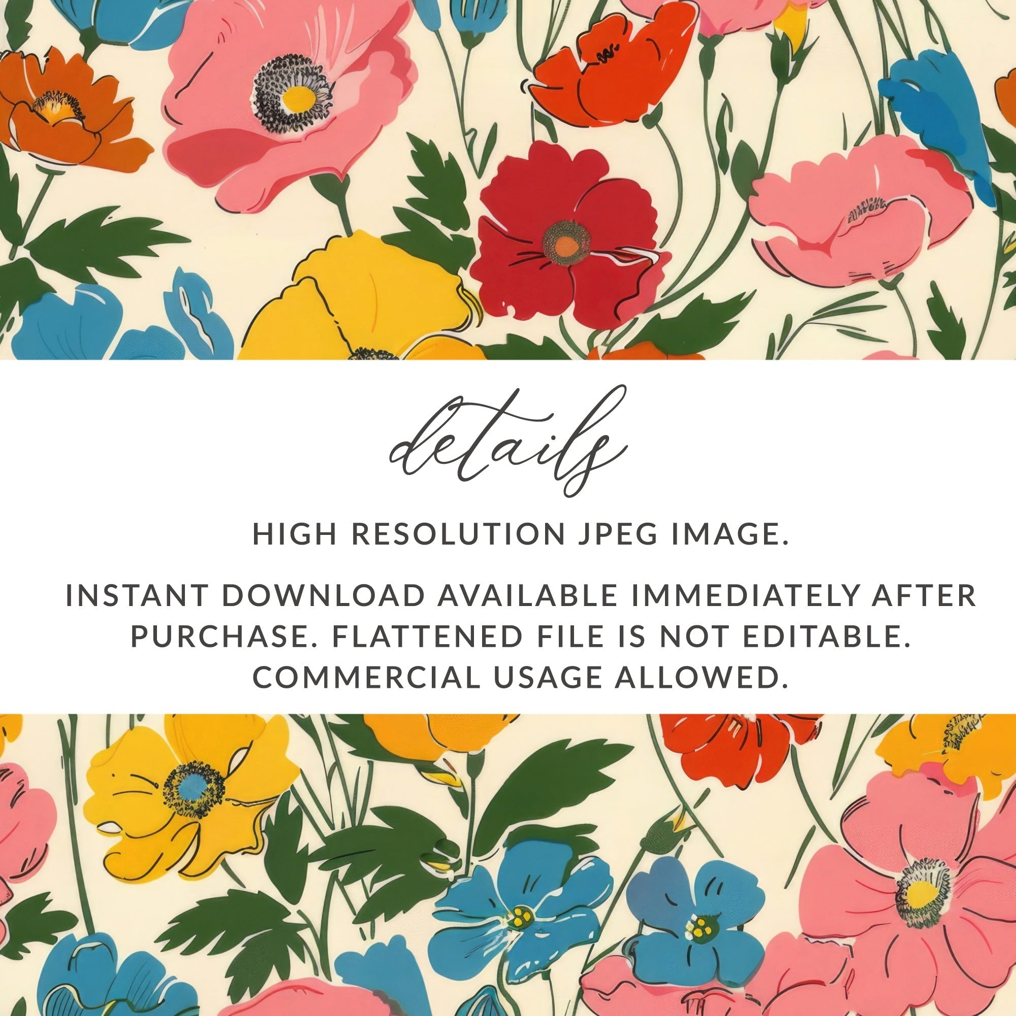 Modern Seamless Poppy Flower Digital Pattern - Moore and Mountain