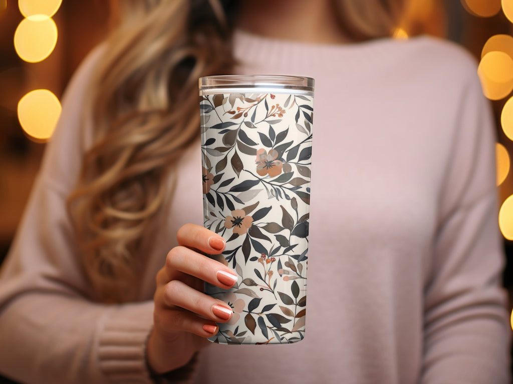 Elegant Floral Pattern Insulated Tumbler for Beverages