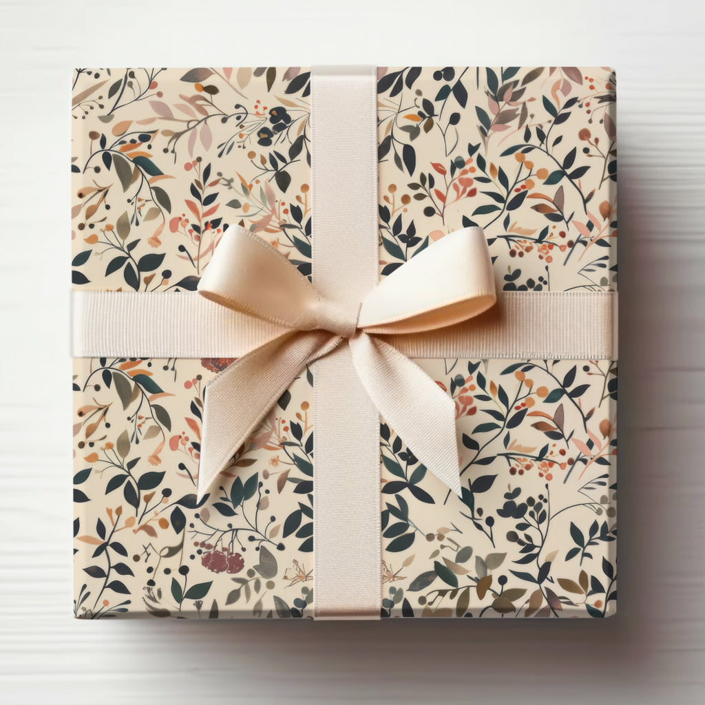 Elegant Floral Gift Wrapping Paper with Ribbon Decor