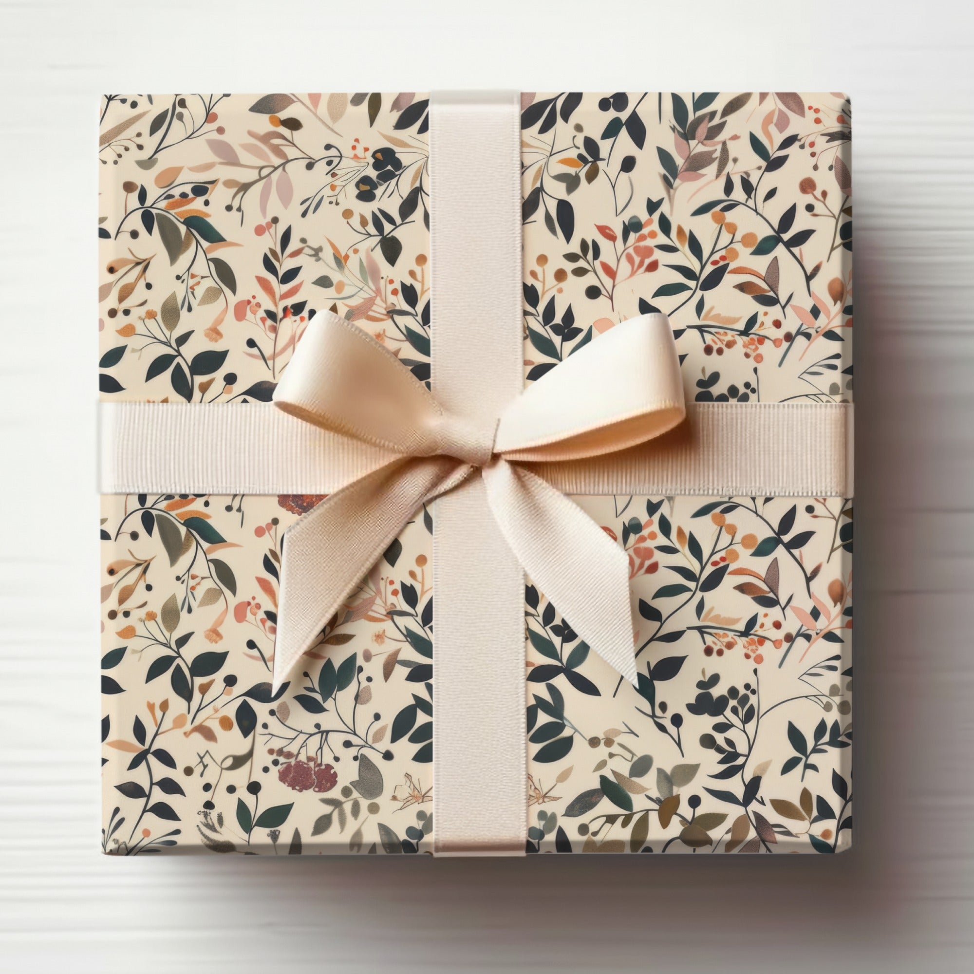 Elegant Floral Gift Wrapping Paper with Ribbon Decor