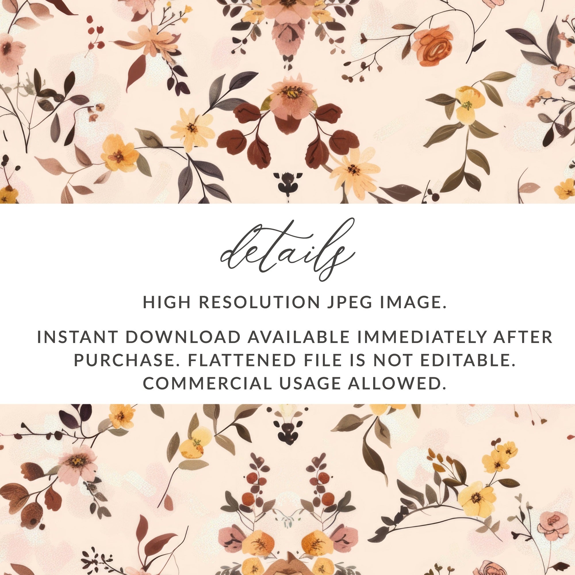 Floral High Resolution JPEG Image Instant Download