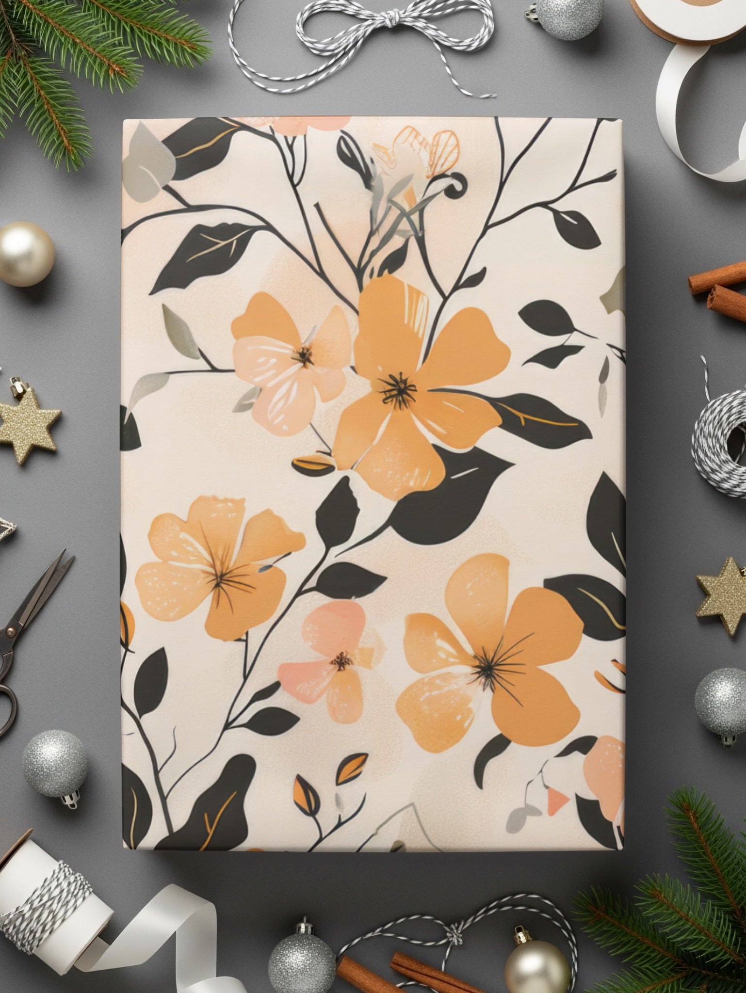 Elegant Floral Patterned Gift Wrapping Paper Design
