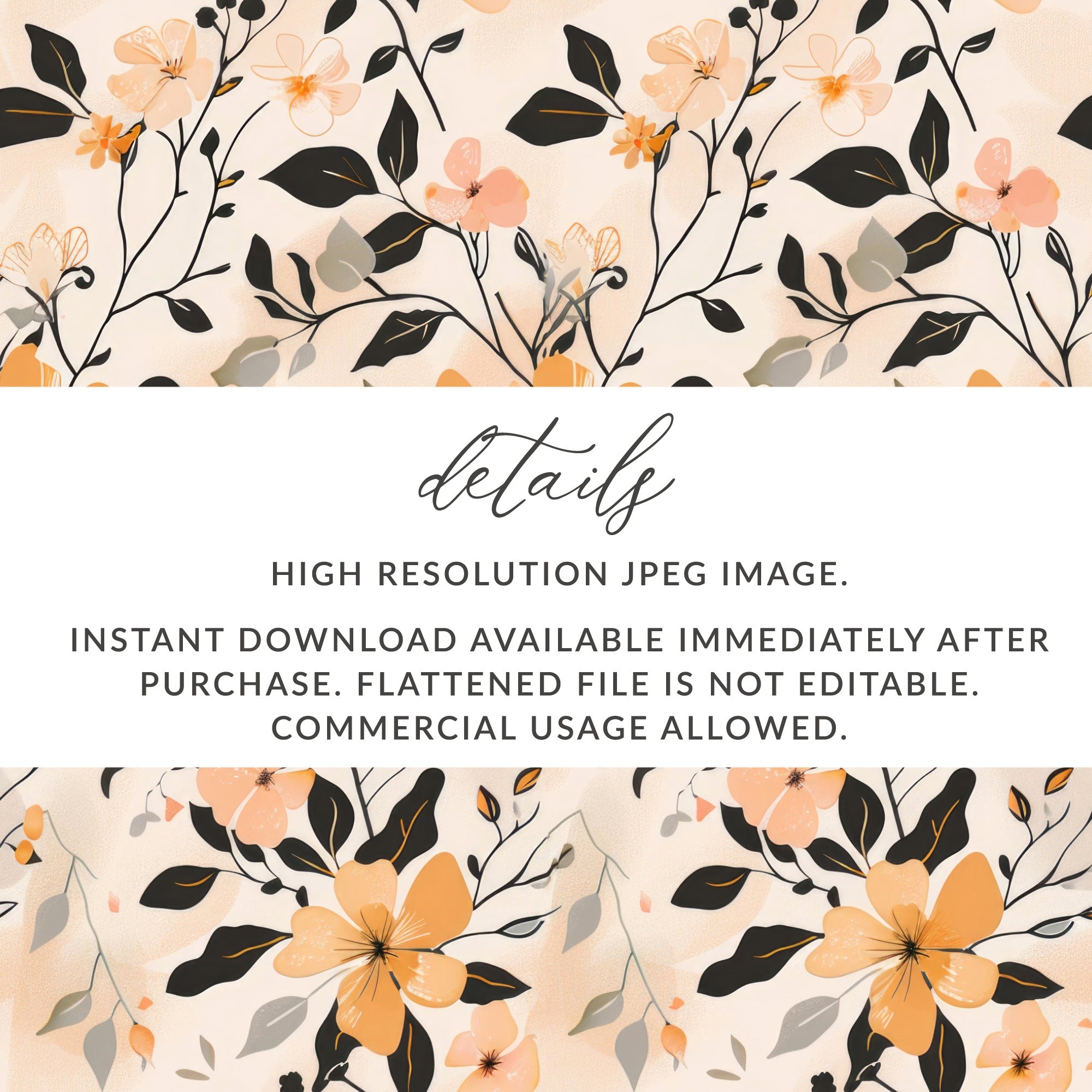 High Resolution Floral Pattern JPEG Instant Download